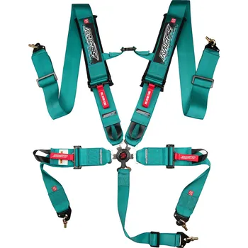 5-bodové bezpečnostní pásy RACES Motorsport, 3" (76 mm), aqua zelená (LIMITED EDITION)