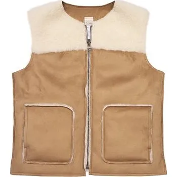 Dámská vesta Vlnka Vesta z ovčí vlny velur hnědá velikost oblečení 4XL