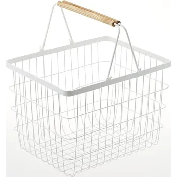 Koš na prádlo Yamazaki koš na prádlo tosca 2809 kov/dřevo 23l bílý