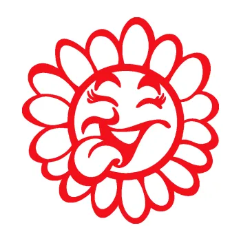 Samolepící dekorace SAMOLEPKA Květina dekor 034 levá vysmátá kopretina (10 - červená) NA AUTO, NÁLEPKA, FÓLIE, POLEP, TUNING, VLASTNÍ TEXT, TISK, AUTOSAMOLEPKY.cz, POLEPY, OBRÁZEK, LOGO, SAMOLEPKY