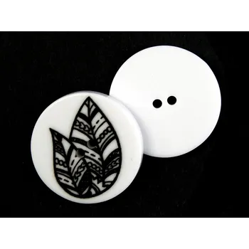 Knoflík GU465, Plastový knoflík, mandala, listy, 32" / 1 kus