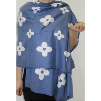 Šála Dámská šála | modrá s květy