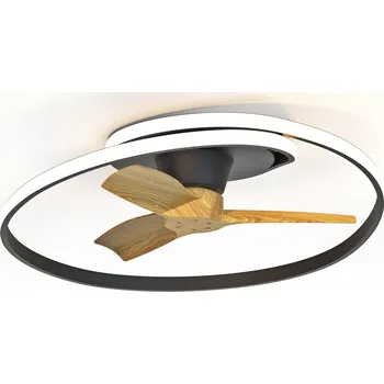 Stropní ventilátor Mantra Ocean, ventilátor se svítidlem LED 60W 2700-5000K a dálkovým ovladačem, černá/dřevěná, průměr 78cm