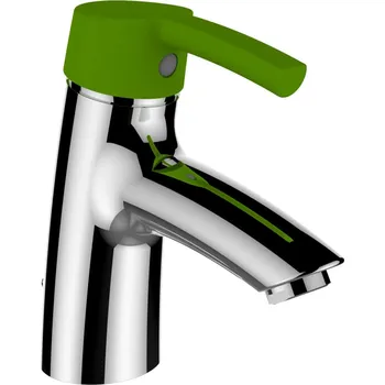 Laufen Curvepro umyvadlová páková baterie s automatickou výpustí, zelená ovládací páčka HF918520020001