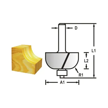Příslušenství k frézce Makita D-48614 Žlábkovací fréza s ložiskem stopka 8 mm,22,2x12,7x56 mm