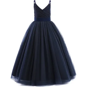 Dívčí šaty Čína Dívčí elegantní šaty mix barev Barva: tmavě modrá, Velikost: 160 (11-12T)