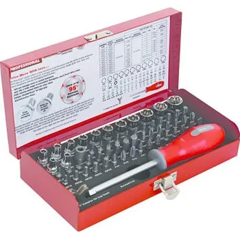 Bit sada bitů pro mechaniky, 1/4", kovový box, 60ks