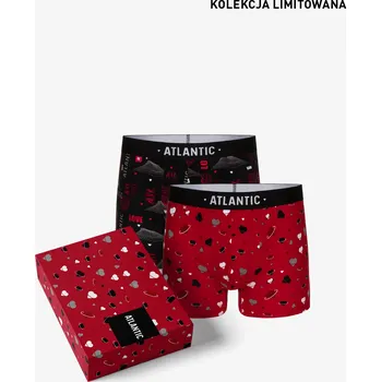 Boxerky Pánské boxerky Love ATLANTIC 2Pack + dárková krabička - černá, červená Atlantic černá | tmavě červená 2042500