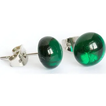 Náušnice Skleněné náušnice tmavě zelené PUZETY N1833