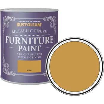barva a nátěr na dřevo Metalická barva na nábytek Rust-Oleum Metallic Finish Furniture Paint Barva: Metalická zlatá, Balení: 750 ml