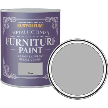 Lak na dřevo Metalická barva na nábytek Rust-Oleum Metallic Finish Furniture Paint Barva: Metalická stříbrná, Balení: 125 ml