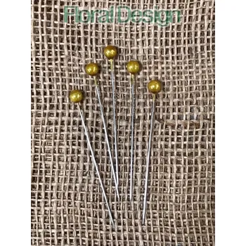 Party dekorace Perličky 6mm / 65mm na špendlíku 100ks zlatá