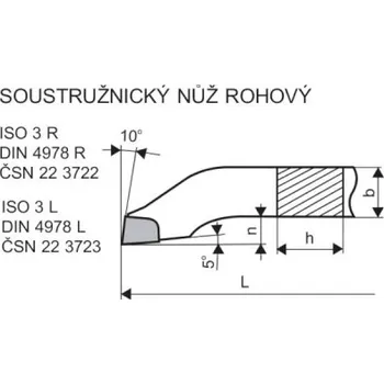 Příslušenstí k soustruhu Soustružnický nůž rohový pravý 3722 20x12 S20