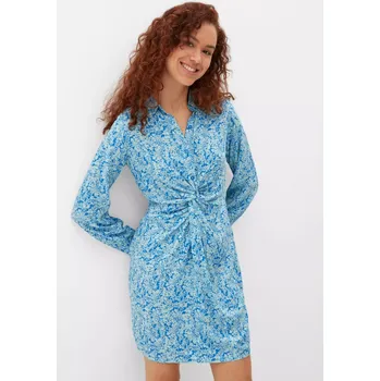 Dámské kalhoty Q/S s.Oliver dámské košilové šaty s uzlem modré Velikost: 44