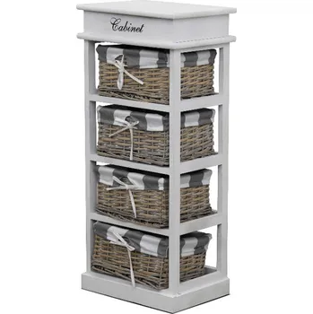 Sada koupelnových doplňků Komoda, 4 košíková, šedá / bílá, MANON 4