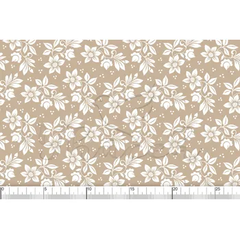 Zakázkový tisk, softshell, kočárkovina... Tradiční květy na hnědé Látky k tisku: Lycra