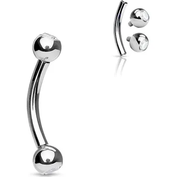 Piercing Šperky4U Piercing banánek vnitřní závit, zirkon - TITAN - TIT1011-16124