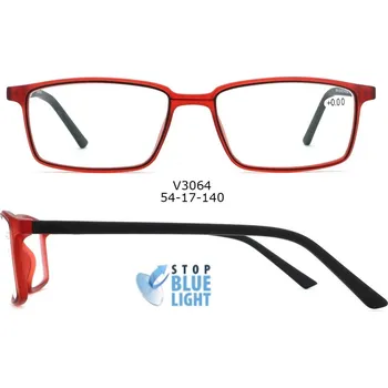 Brýle na čtení Brýle na počítač V3064 s Blue light filtrem / +4,00 - červená