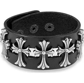Náramek Steel Edge Kožený náramek SESL0219 Barva: Černá