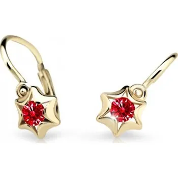 Náušnice Cutie Kids Jewellery c2159-10-40-x-1 Zlaté dětské náušnice na brizuru Cutie hvězdičky C2159 Ruby Dark – zlatý šperk ryzosti 585/1000 v Dárkovém balení s Certifikátem GBEYRB-00230