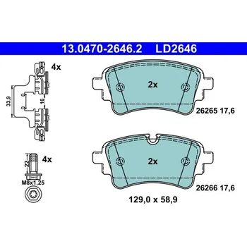 Brzdová destička Sada brzdových destiček, kotoučová brzda ATE 13.0470-2646.2