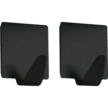 Stolová podnož Háček samolepicí, 35x35mm hranatý, nerez, matný černý, 2 ks