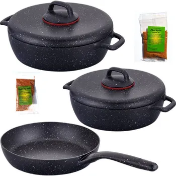 Hrnec Sada hrnců s poklicí (24 cm + 26 cm) + pánev (26 cm) + pepř (2 ks) Classic Plus Volkanit