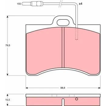 Brzdová destička Sada brzdových destiček, kotoučová brzda TRW GDB165