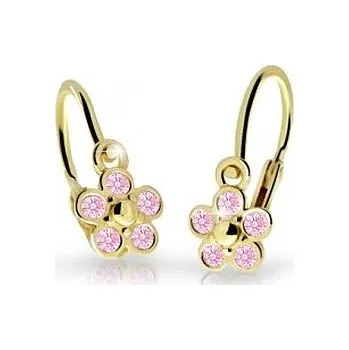 Náušnice Cutie Kids Jewellery c2744-10-20-x-1 Zlaté dětské náušnice na brizuru Cutie Pomněnky C2744 Pink – zlatý šperk ryzosti 585/1000 v Dárkovém balení s Certifikátem GBEYR-00168