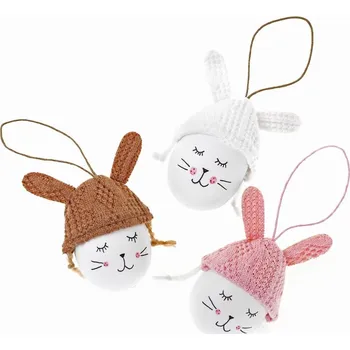 Velikonoční dekorace DP Craft Závěsná vajíčka králíčci 8cm, 3ks