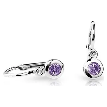 Náušnice Cutie Kids Jewellery C1537-10-50-x-2 Dětské náušnice z bílého zlata na brizuru Cutie C1537 Ametyst – zlatý šperk ryzosti 585/1000 v Dárkovém balení s Certifikátem GBEWF-00418