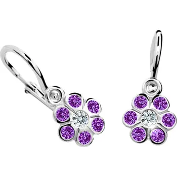 Náušnice Cutie Kids Jewellery C1737-10-50-x-2 Dětské náušnice kytičky z bílého zlata na brizuru Cutie C1737 Ametyst – zlatý šperk ryzosti 585/1000 v Dárkovém balení s Certifikátem GBEWF-00444