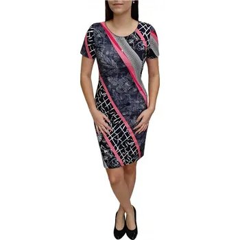 Dámské šaty Šaty Sabatti tmavě modré s růžovým vzorem Velikosti Sabatti: 48