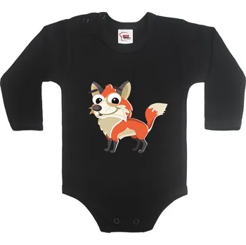 Kojenecký body Dětské body - Liška, Barva Černá, Velikost 74 / 6-9m, Canvas Dětské body Bezvatriko.cz 1727