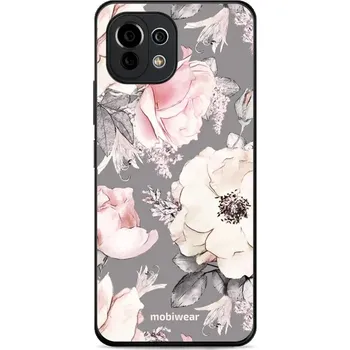Lesklý kryt Mobiwear Glossy - Xiaomi 11 Lite 5G NE - G034G - Květy na šedém pozadí (Prémiové lesklé pouzdro, obal, kryt Mobiwear Glossy na mobil Xiaomi 11 Lite 5G NE - G034G - Květy na šedém pozadí, materiál Plast + TPU silikon - krytí po všech stranách,)