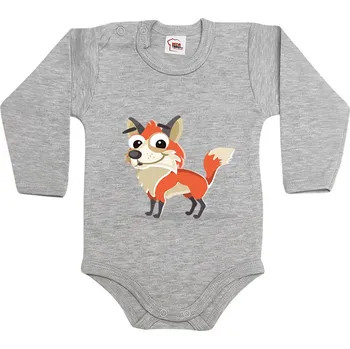 Kojenecký body Dětské body - Liška, Barva Tmavý melír, Velikost 80 / 9-12m, Canvas Dětské body Bezvatriko.cz 1727