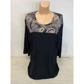 Dámská tunika společenské halenky, Barva Černá, Velikost XL 44, Materiál 98% Polyester 2% Lycra