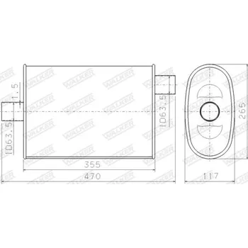 Tlumič výfuku Střední tlumič výfuku - univerzální, , WALKER, 14884