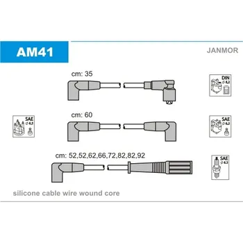 Zapalovací kabel Sada kabelů pro zapalování, , JANMOR, AM41