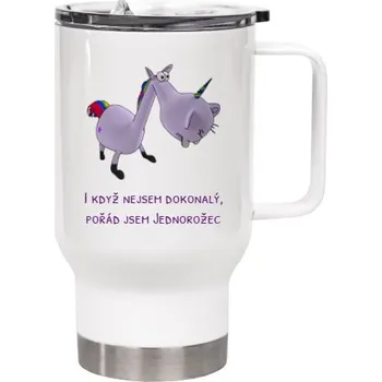 Cestovní termohrnek s uchem s potiskem Jednorožec_pink
