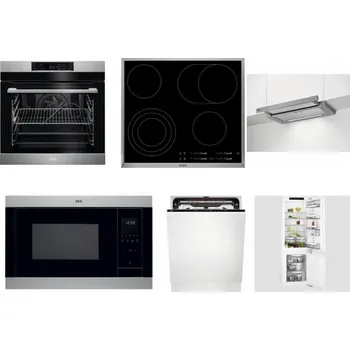 Set domácích spotřebičů AEG BPK742380M + AEG Mastery DirectTouch HK654070XB + AEG DPE5660M + AEG Mastery MSB2547D-M + AEG FSE74707P + AEG Mastery FlexiShelf SCE818D3LC