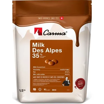 Čokoláda CARMA MILK DES ALPES (37% kakaa) 1,5kg - mléčná švýcarská čokoláda