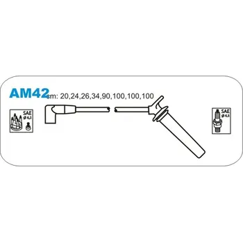 Zapalovací kabel Sada kabelů pro zapalování, , JANMOR, AM42