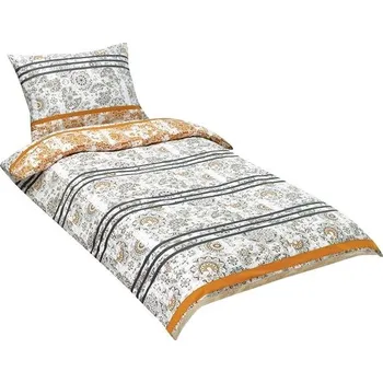 Povlečení Bellatex bavlna 140 × 200, 70 × 90 šedooranžové retro