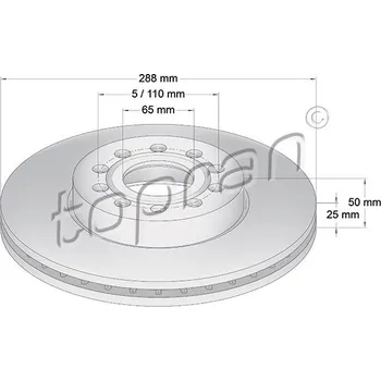 Brzdový kotouč Brzdový kotouč, , 1K0615301K, 1K0615301T, 5C0615301A, 5C0615301D, 5Q0615301H, JZW615301J, TOPRAN, 110 075