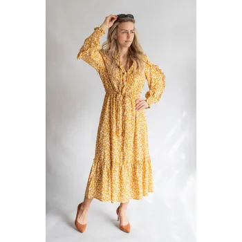 Dámské šaty Šaty dlouhé Lara L170 barva: žlutá okrová, velikost: L