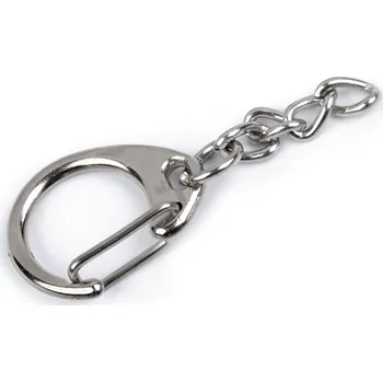 Kovová karabinka s řetízkem 18x48 mm, barva nikl