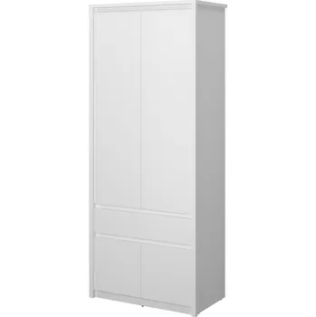 Šatní skříň Skříň čtyřdveřová se zásuvkou Erden 86x210x50.2 cm Bílá