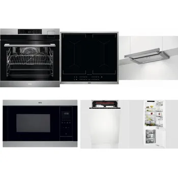 Set domácích spotřebičů AEG BSK792380M + AEG Mastery DoubleBridge IKE64450XB + AEG DPE5660M + AEG Mastery MSB2547D-M + AEG Mastery MaxiFlex FSE73507P + AEG Mastery FlexiShelf SCE818D3LC