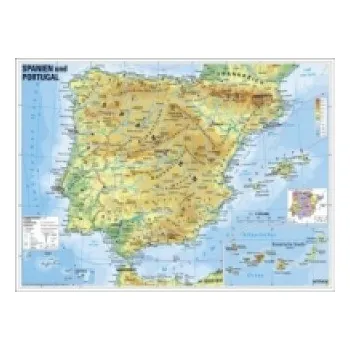 Stiefel Wandkarte Kleinformat Spanien und Portugal, physisch, ohne Metallstäbe – (DE)